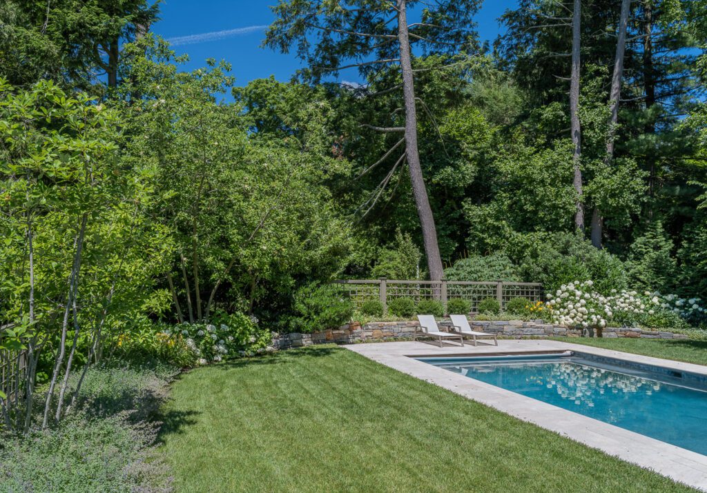 Pool Garden Nested Against Woodland Backdrop